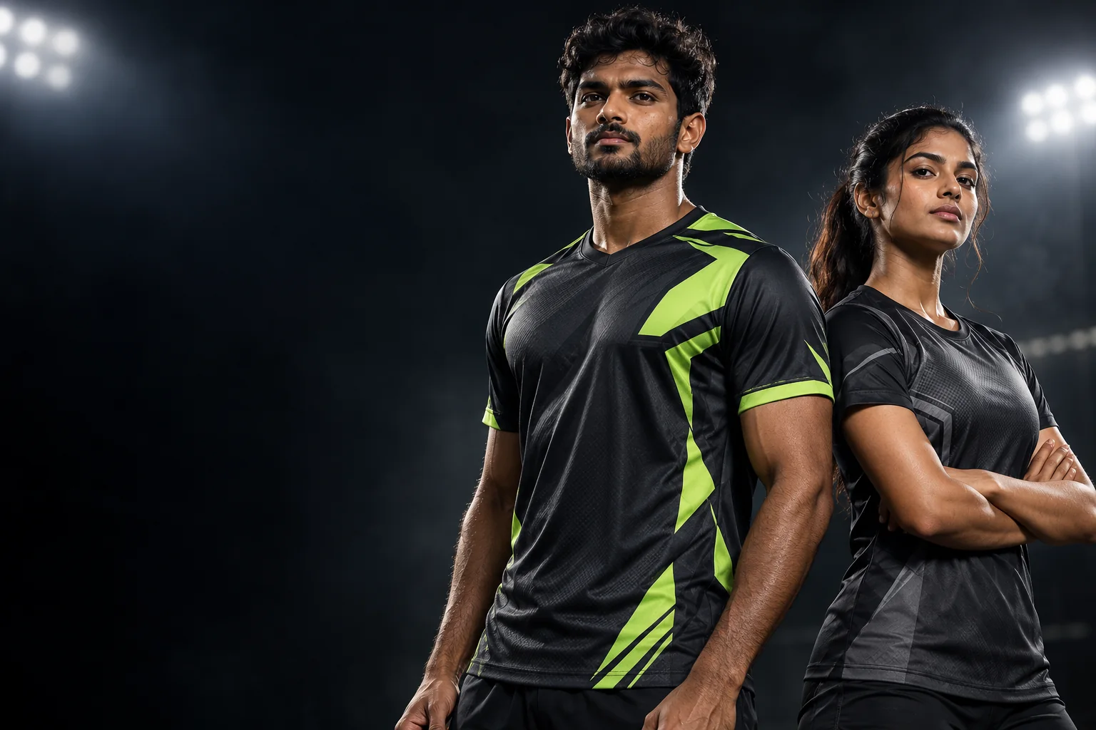 Illustrative campaign: athletes in unbranded teamwear